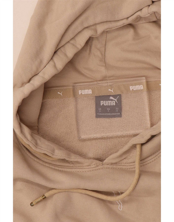 Felpa con cappuccio oversize corta da donna Puma UK 10 piccola Beige