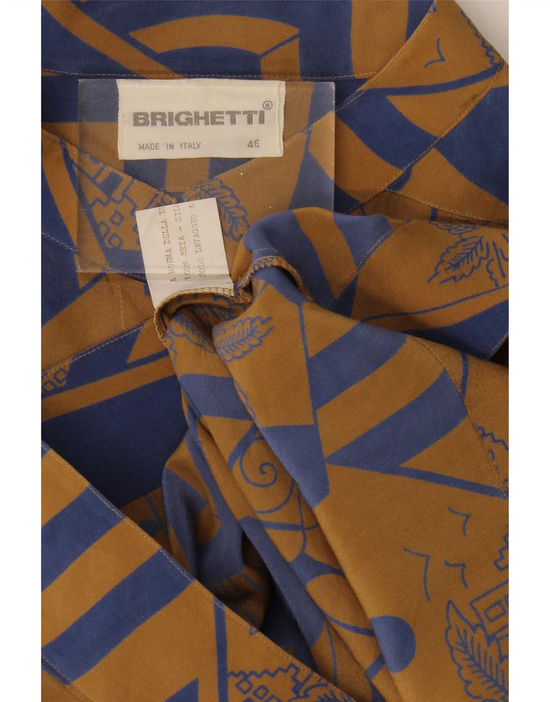 Camicetta camicia a maniche corte da donna VINTAGE IT 46 grande seta floreale marrone