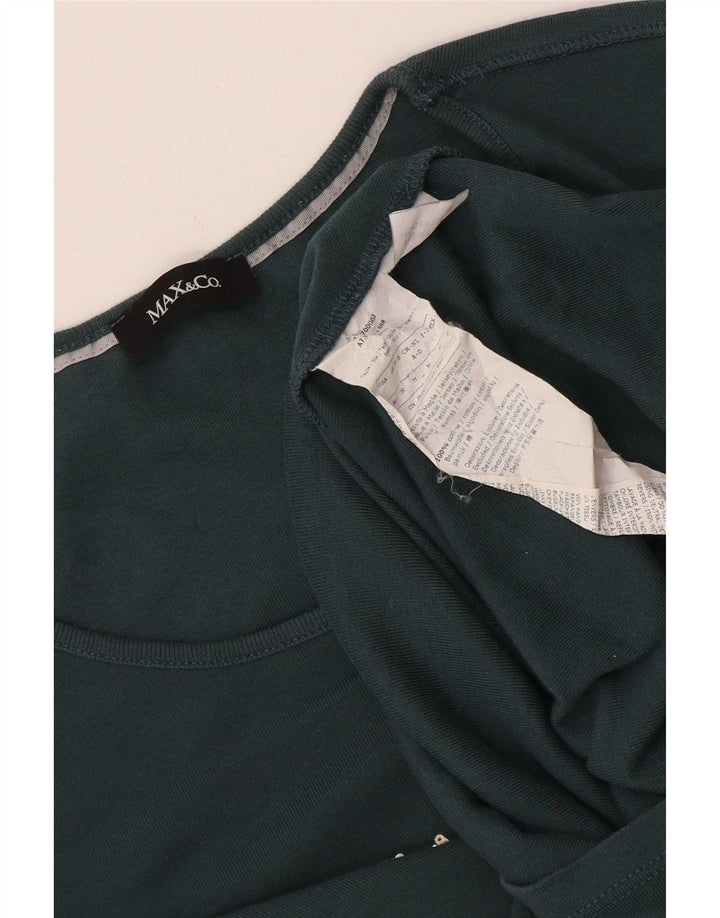 Max & Co. Top grafico da donna manica lunga UK 12 Cotone verde medio