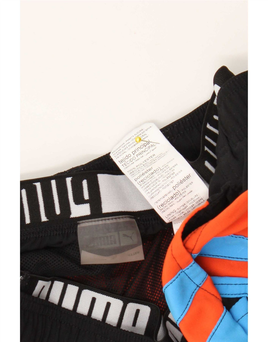 Pantaloncini da bagno grafici da uomo Puma in poliestere color block blu medio