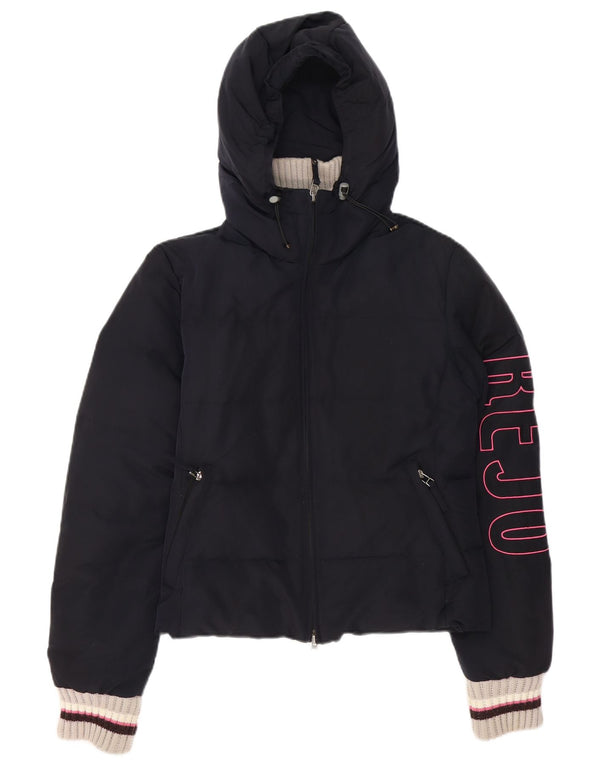Giacca imbottita con cappuccio grafica da donna Kejo IT 42 Medium Blu Navy Poliammide