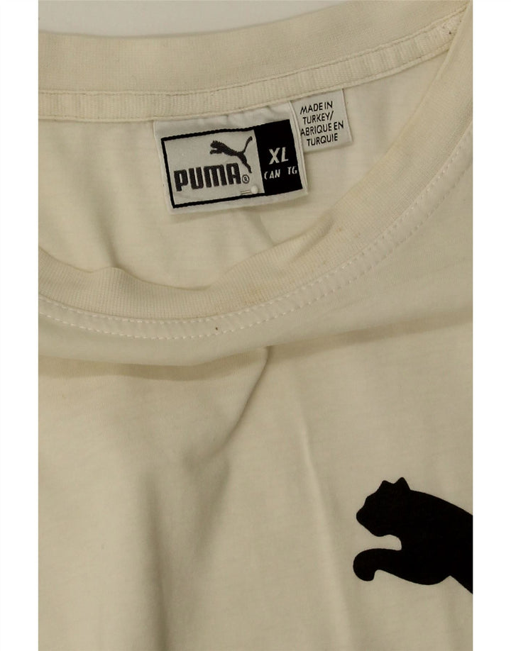 PUMA Mens Graphic T-Shirt Top XL White Vintage Puma and Second-Hand Puma from Messina Hembry 