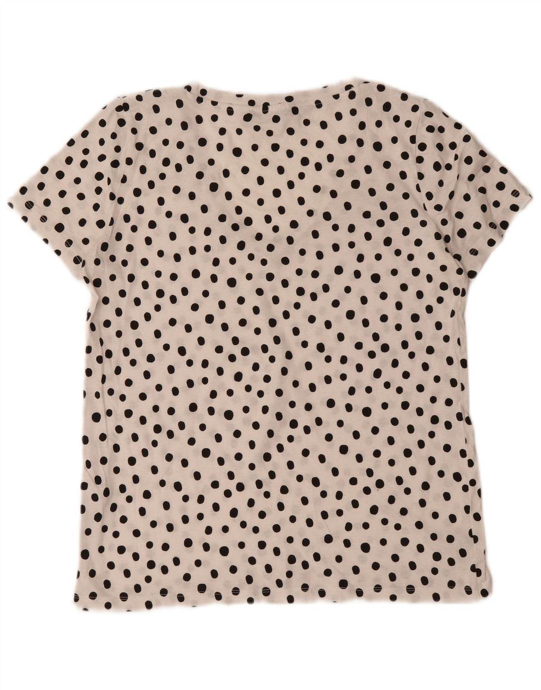 ZARA Womens T-Shirt Top UK 14 Medium White Polka Dot Cotton
