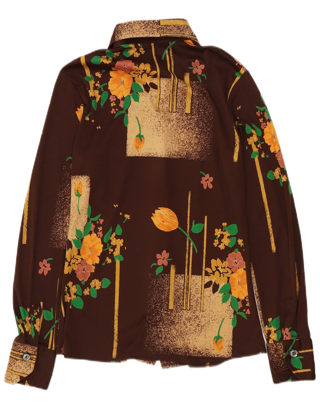 Camicetta camicia vintage da donna IT 46 grande floreale marrone