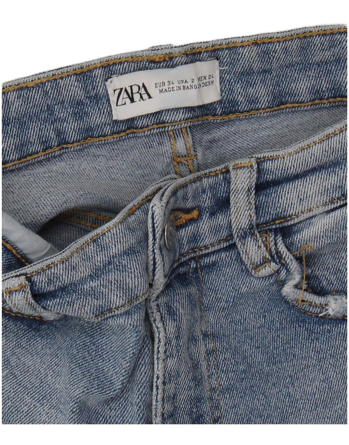 ZARA Womens Distressed Skinny Jeans EU 34 2XS W24 L27 Blue