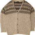 FIUME Mens Cardigan Sweater XL Grey Fair Isle Vintage Fiume and Second-Hand Fiume from Messina Hembry 