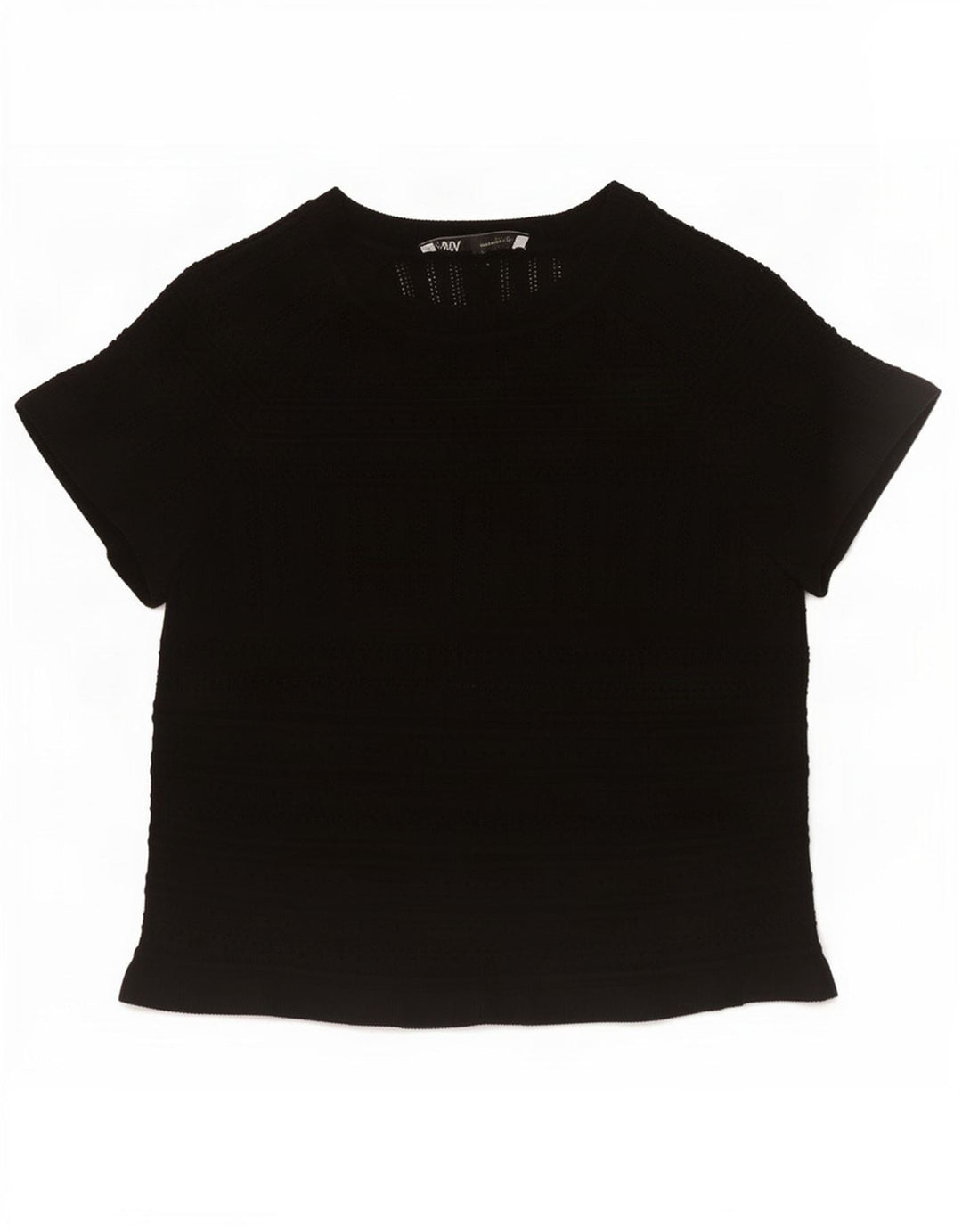 Top Zara da donna in maglia corta in maglia UK 12 medio nero