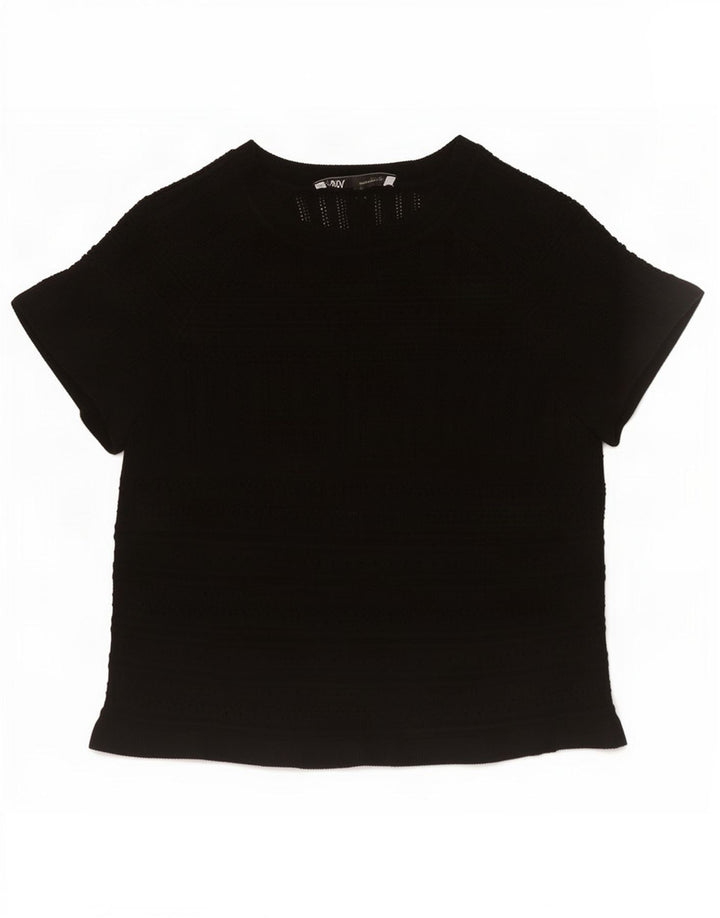 Top Zara da donna in maglia corta in maglia UK 12 medio nero