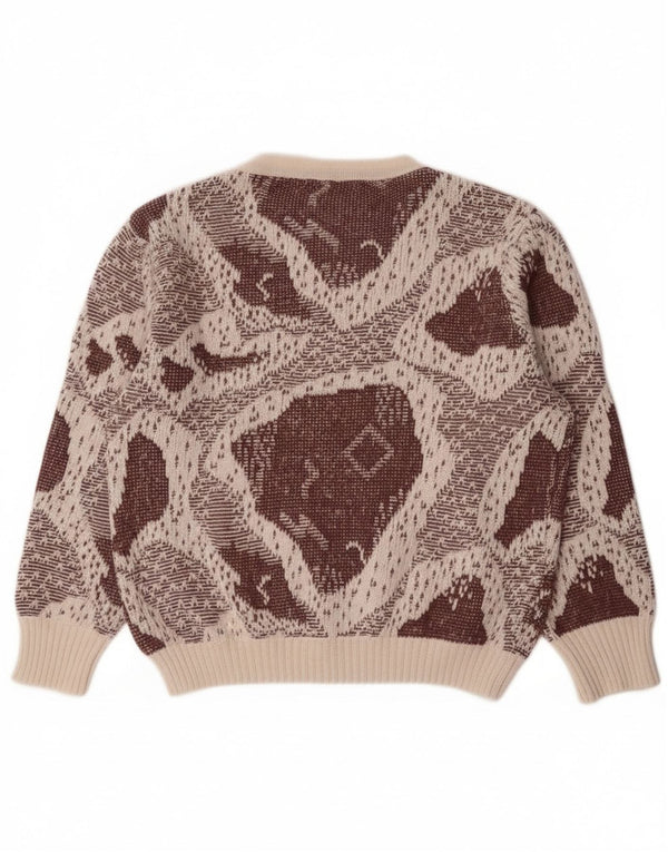 Maglione maglione girocollo da donna vintage UK 16 grande bianco sporco