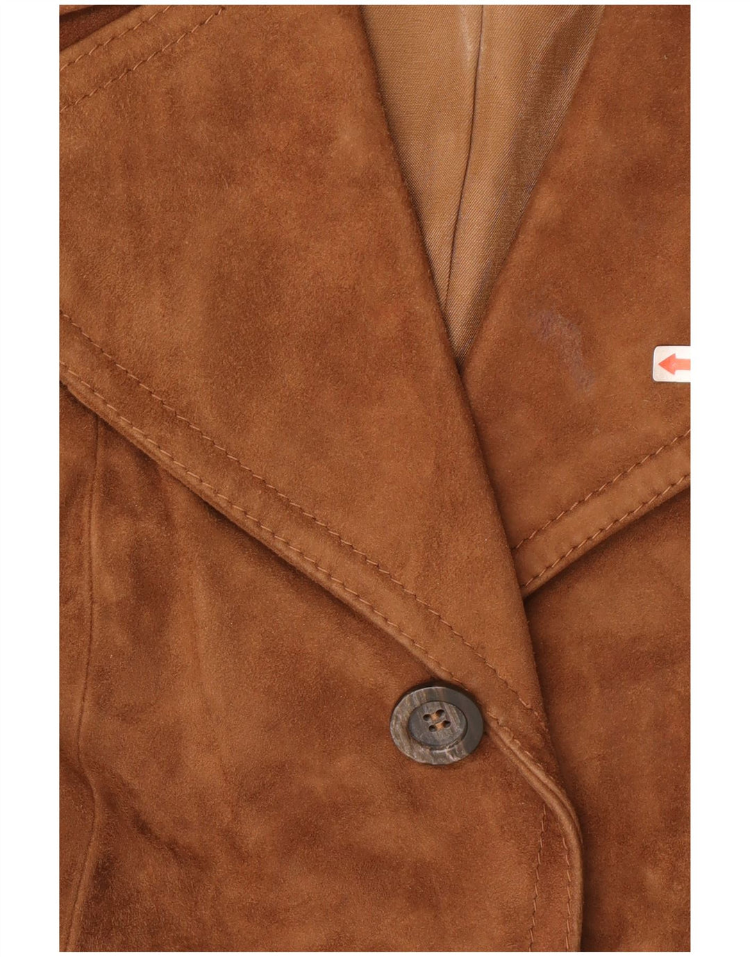 Giacca blazer vintage da donna in pelle scamosciata a 3 bottoni IT 46 grande in pelle marrone
