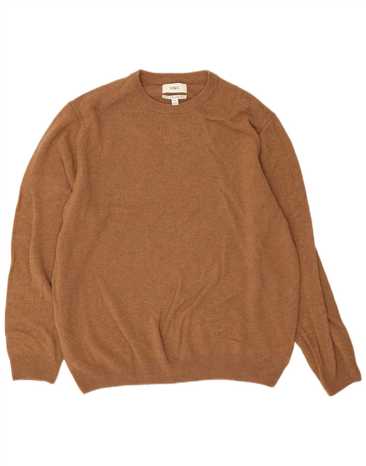 Maglione maglione girocollo da uomo Marks & Spencer 2XL Lana d'agnello marrone