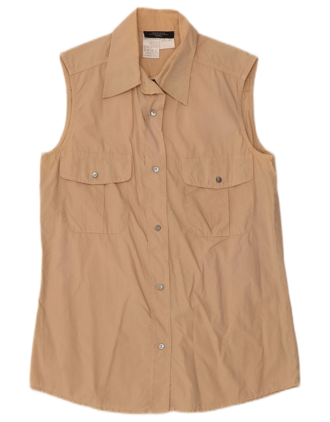Camicia senza maniche da weekend da donna Max Mara UK 10 piccola in cotone beige