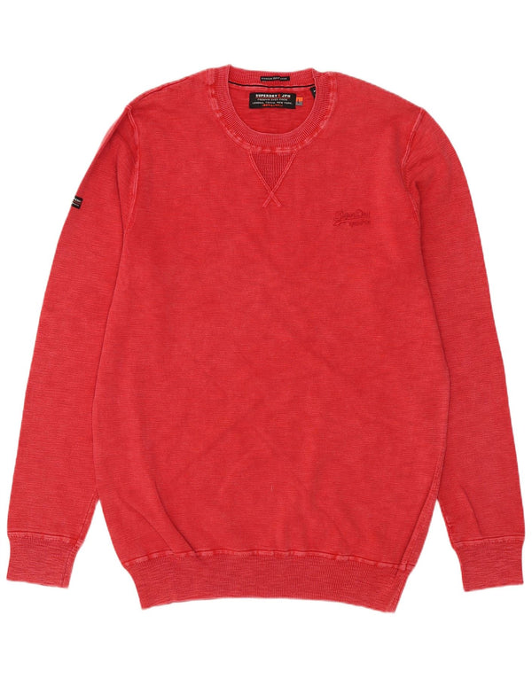 Maglione maglione girocollo da uomo Superdry grande cotone rosso