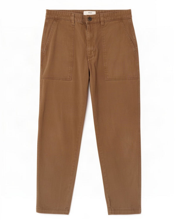 Pantaloni chino affusolati da uomo Marks & Spencer W32 L26 cotone beige