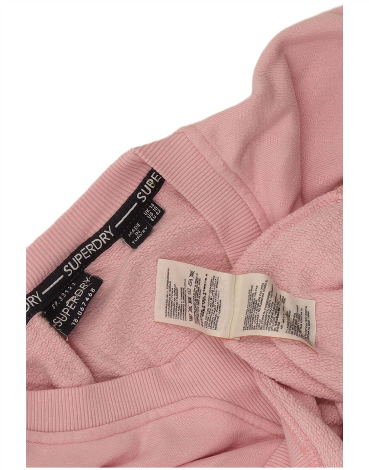 Felpa oversize con grafica da donna Superdry, maglione UK 14 grande rosa
