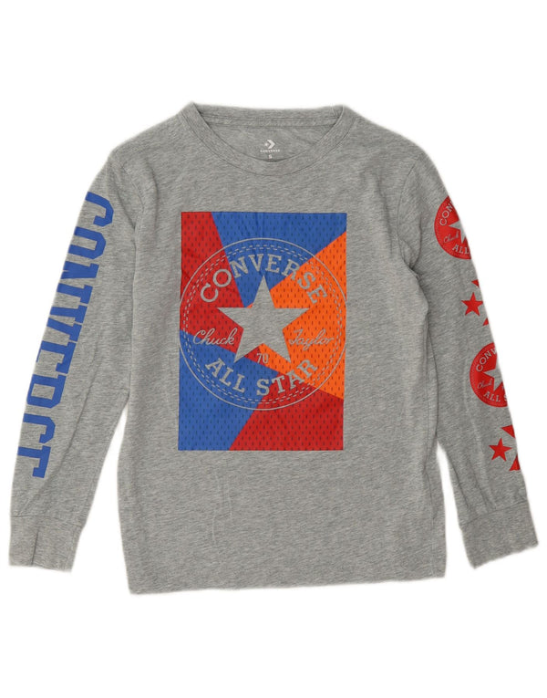 Converse Top grafico da bambino a maniche lunghe 8-9 anni piccolo in cotone grigio