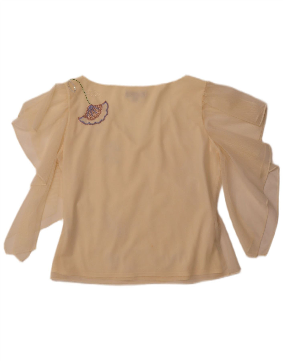 Top corto da donna COAST trasparente in camicetta UK 16 grande poliestere giallo