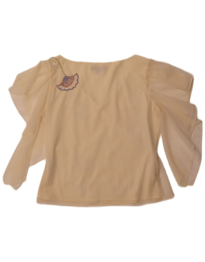 Top corto da donna COAST trasparente in camicetta UK 16 grande poliestere giallo