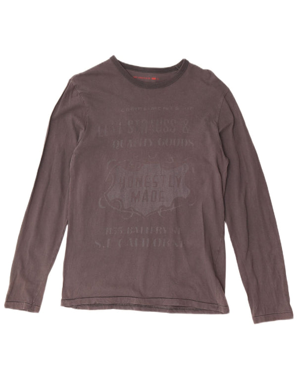 Levi's Maglietta grafica da uomo a maniche lunghe in cotone grigio piccolo