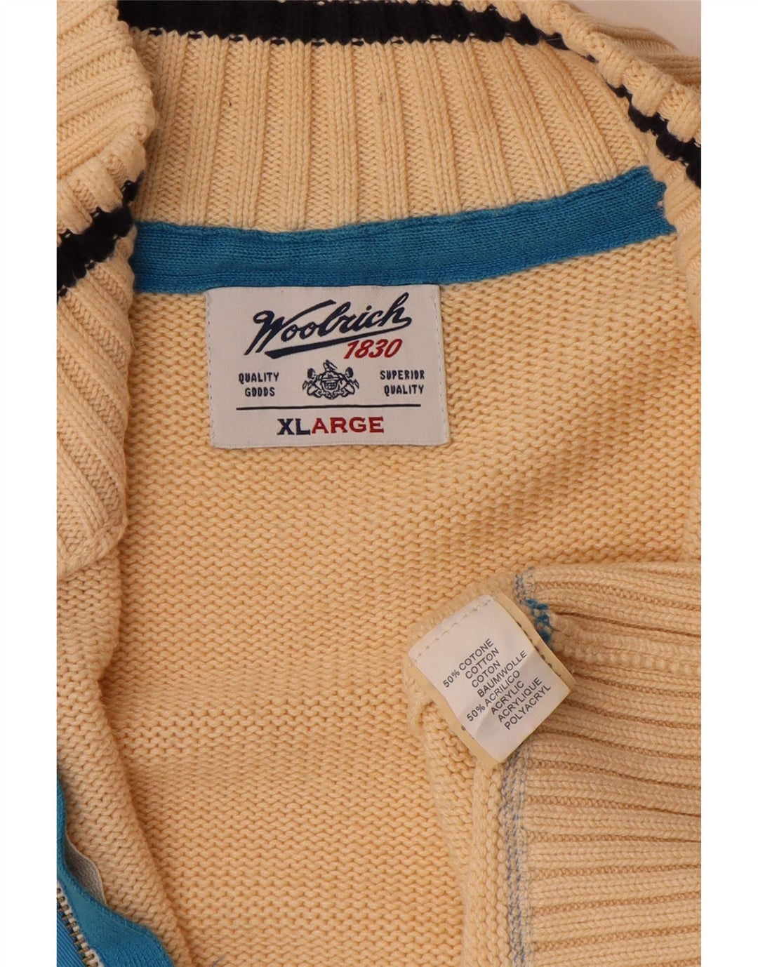 Maglione cardigan grafico da uomo WOOLRICH XL in cotone beige
