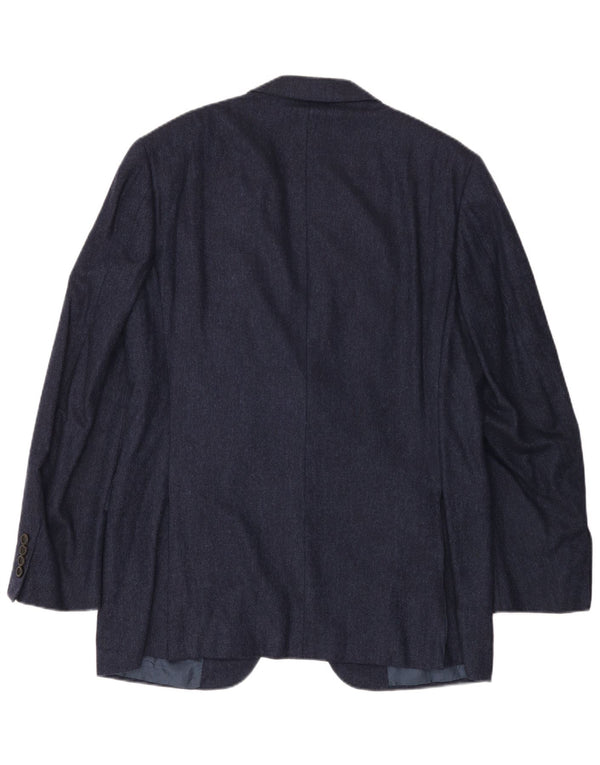 Giacca Blazer da Uomo a 2 Bottoni CANALI IT 52 XL Cashmere Spinato Blu Navy