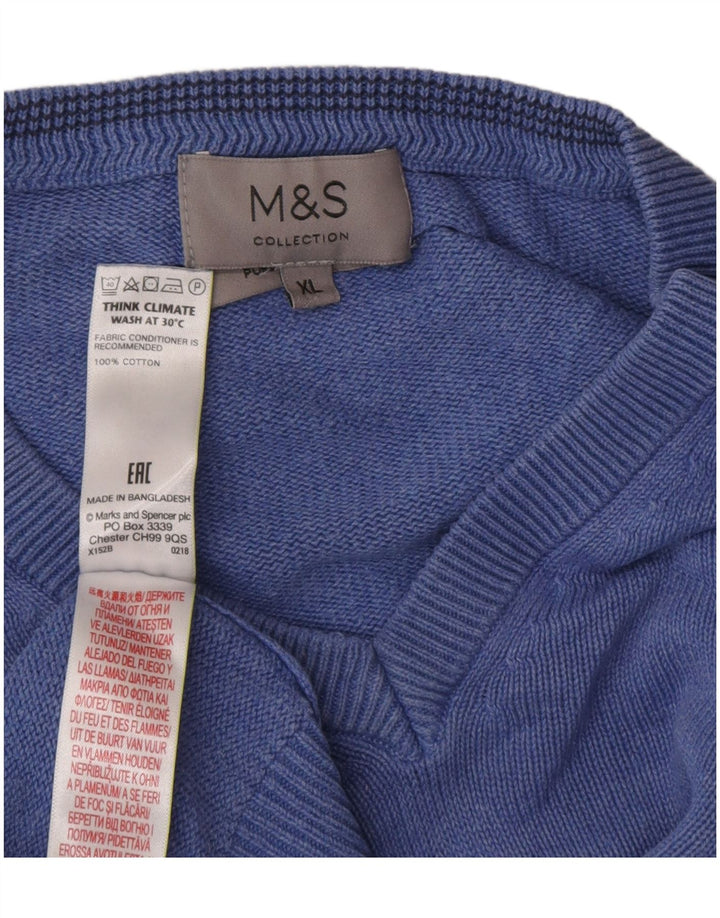 Maglione da uomo con scollo a V Marks & Spencer XL in cotone blu