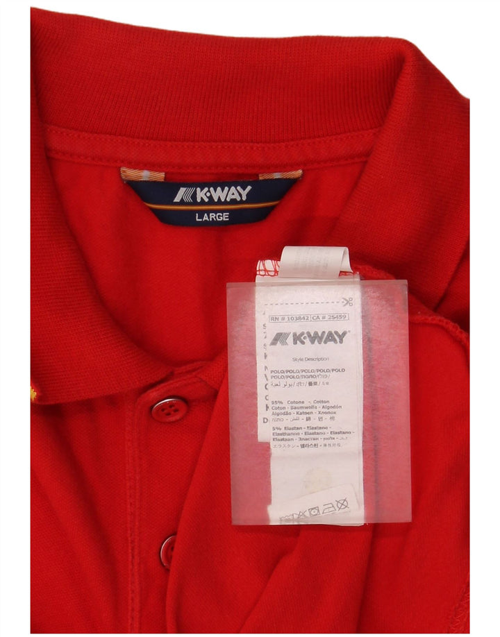 Polo K-Way da uomo grande in cotone color block rosso