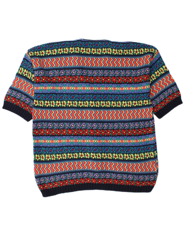 Maglione cardigan oversize da donna vintage UK 16 grande multicolore