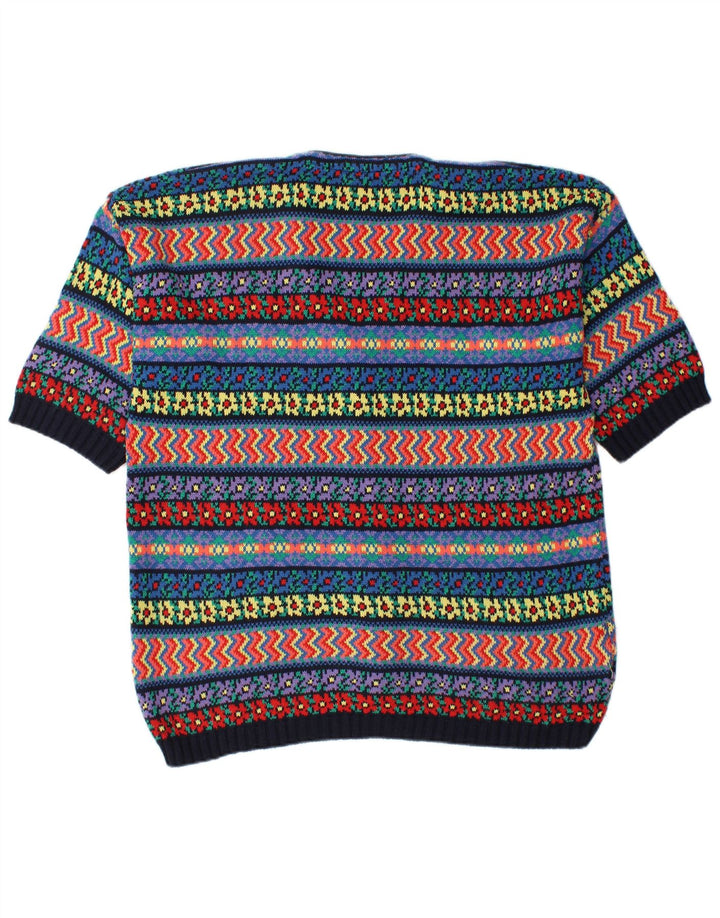 Maglione cardigan oversize da donna vintage UK 16 grande multicolore