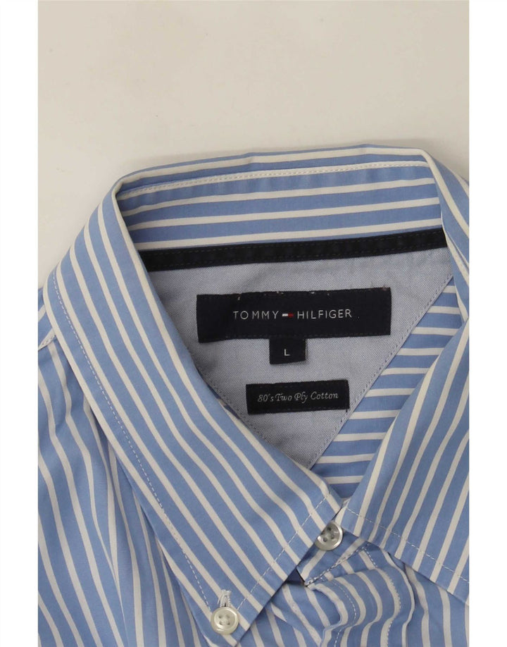 Camicia da uomo Tommy Hilfiger grande cotone gessato blu