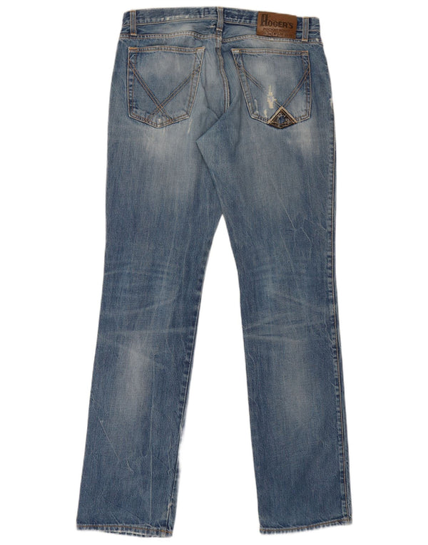 Jeans dritti invecchiati da uomo Roy Rogers W34 L36 cotone blu