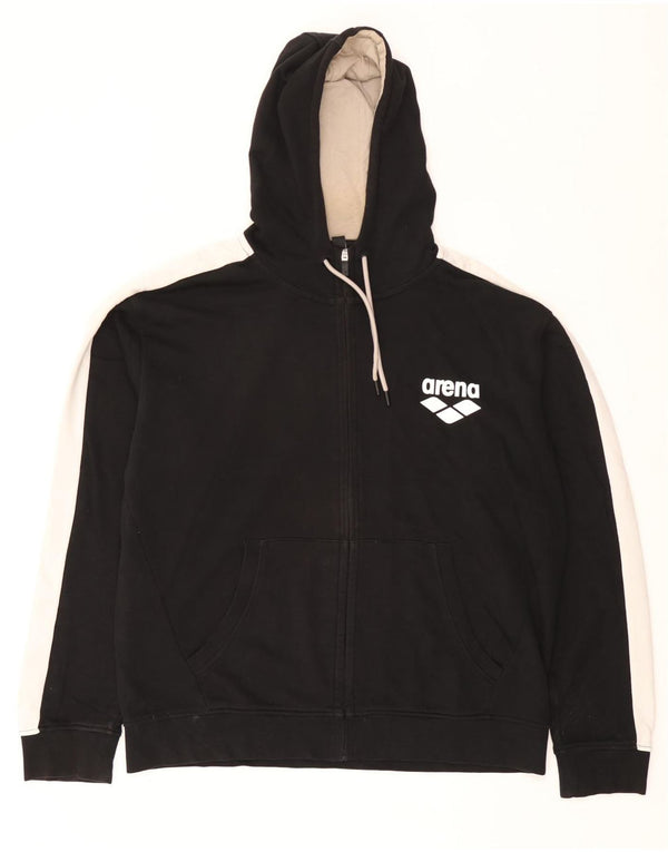 Felpa con cappuccio e zip grafica da uomo Arena 2XL in cotone color block nero