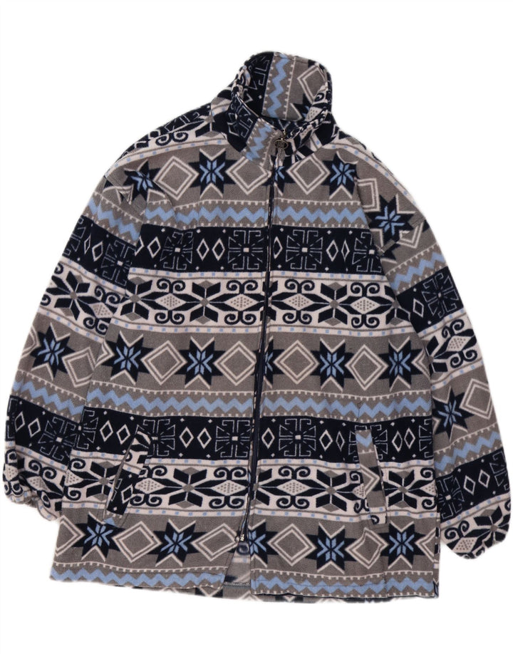 Giacca in pile da uomo VINTAGE UK 40 Large Grey Fair Isle