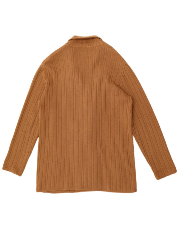 Maglione cardigan doppiopetto vintage da uomo IT 50 in lana marrone medio
