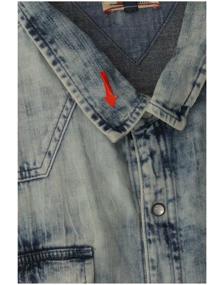 Camicia di jeans da uomo Tommy Hilfiger XL in cotone blu