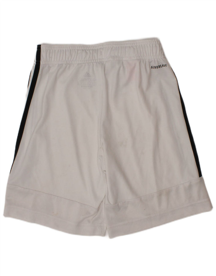 Pantaloncini sportivi Adidas Aeroready da ragazzo 9-10 anni in poliestere bianco