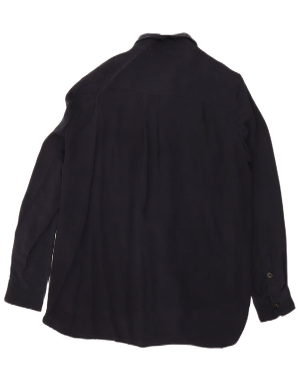 Camicia in velluto a coste vestibilità ampia da donna Massimo Dutti UK 14 Cupro medio blu navy