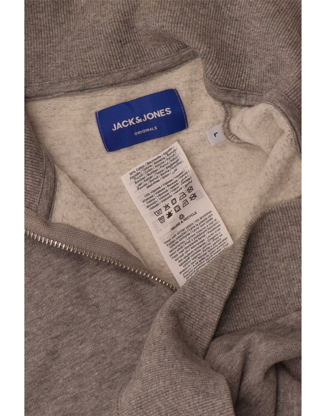 Jack & Jones Felpa con collo con zip grafica da uomo Maglione grande grigio screziato