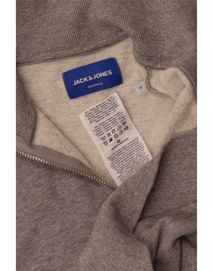 Jack & Jones Felpa con collo con zip grafica da uomo Maglione grande grigio screziato