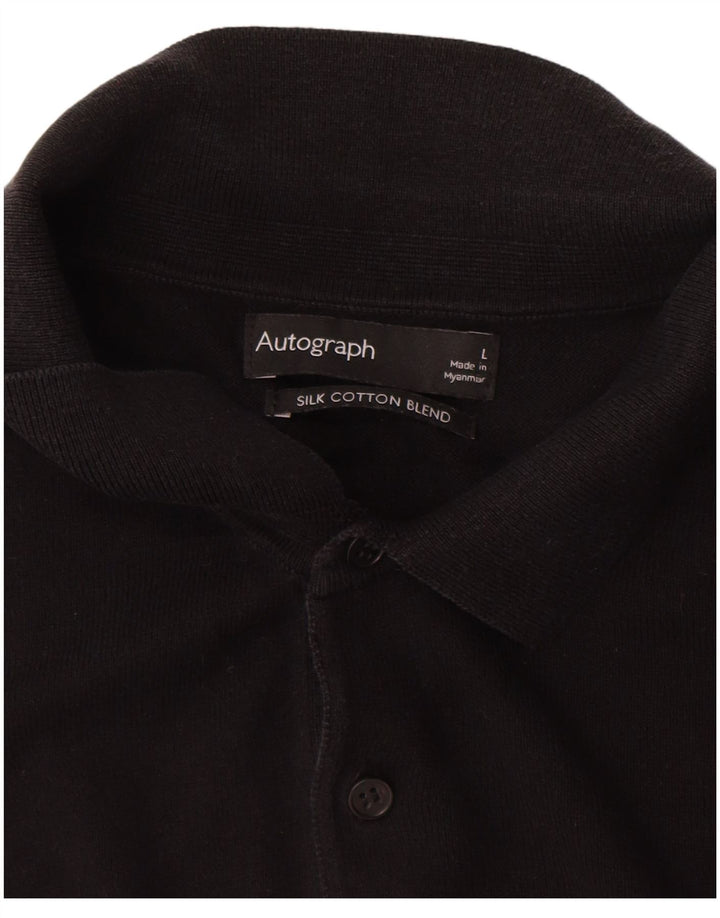 Marks & Spencer Maglione da uomo con collo a polo autografo grande nero