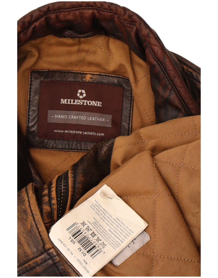Giacca in pelle da uomo Milestone UK 40 Grande pelle di agnello marrone
