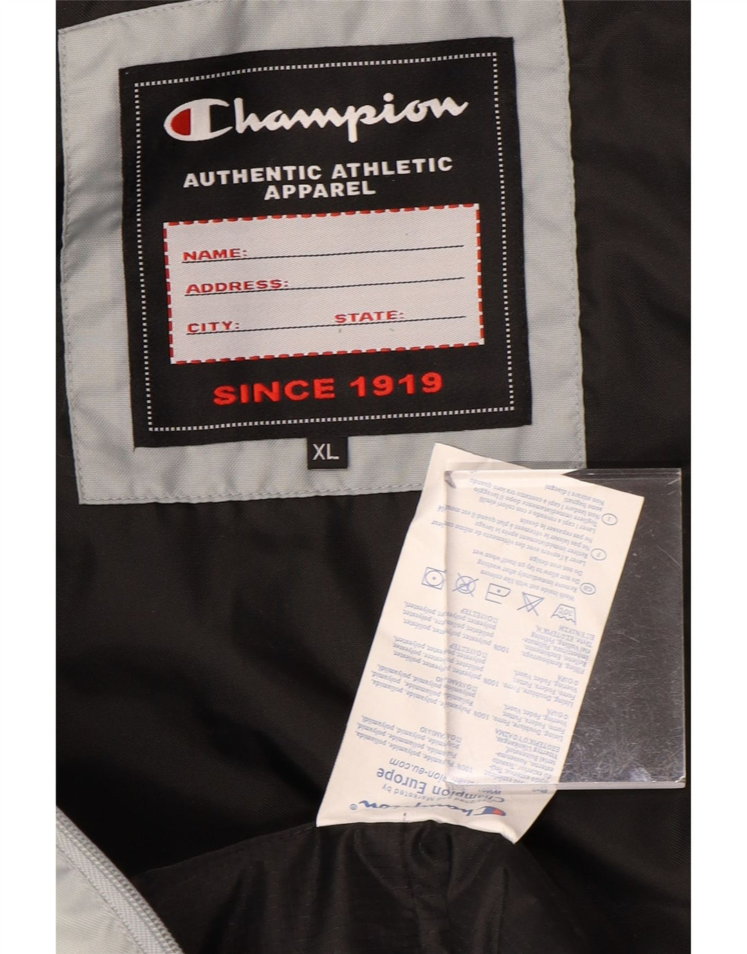Giacca imbottita con cappuccio da uomo CHAMPION UK 42 XL blu poliammide