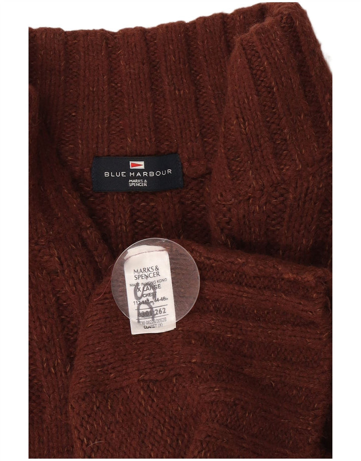 Maglione da uomo Marks & Spencer con zip e collo XL in acrilico marrone