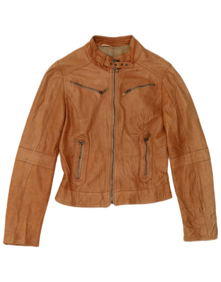 Giacca da motociclista in pelle da donna XETRA UK 8 piccola Beige