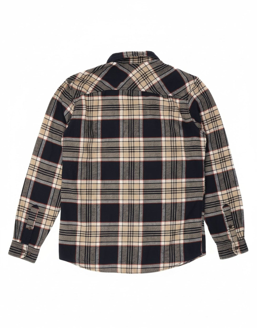 JACK & JONES Mens Flannel Shirt Large Beige Check Cotton
