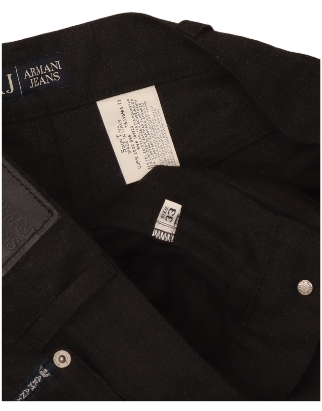 Pantaloni casual dritti da uomo Armani W33 L29 poliestere nero