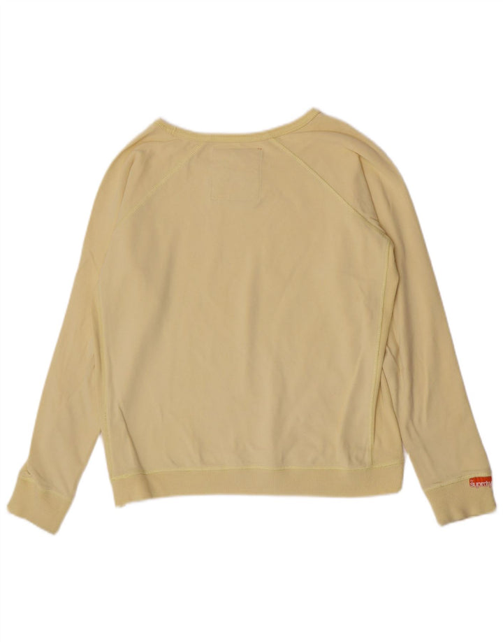 Top da donna a maniche lunghe Superdry UK 14 grande cotone giallo