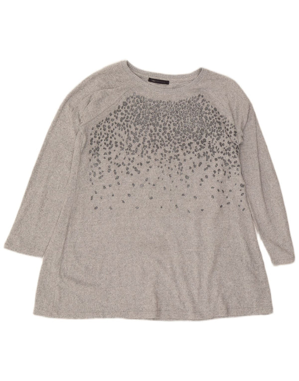 Top tunica a maniche lunghe da donna Marks & Spencer UK 16 grande poliestere grigio