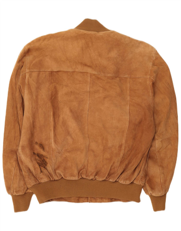 Giubbotto bomber vintage in pelle scamosciata da uomo IT 54 2XL in pelle marrone