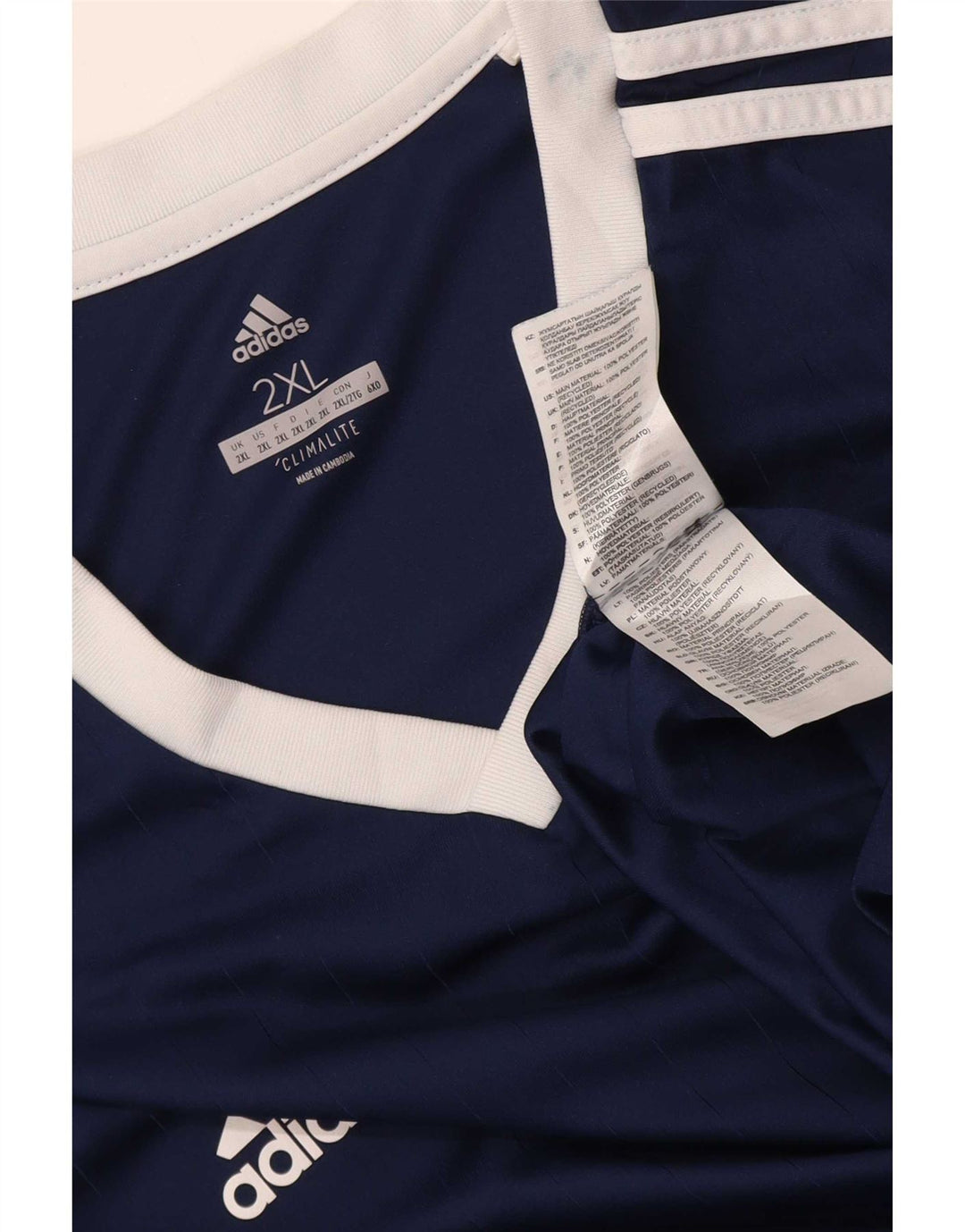 T-shirt Adidas Climalite da uomo Top 2XL Poliestere color block blu navy